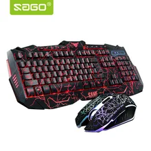 Russian Keyboard Changeable LED with Color Luminous Backlit Multimedia Ergonomic Gaming Keyboard and Mouse Set for Game computer