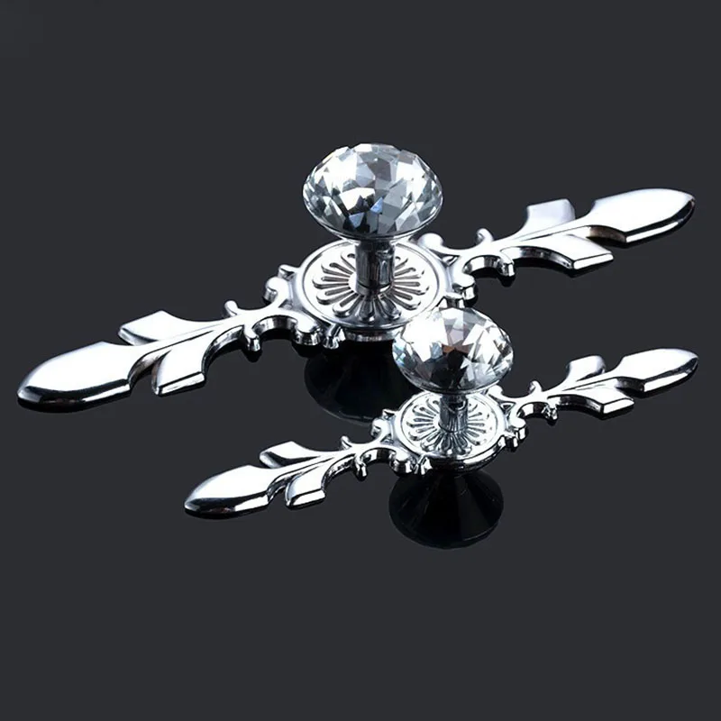 2018 Limited Top Brand High Quality Glass Diamond Crystal Shoebox Cabinet Closet Knobs Door Drawer Wardrobe Pull Handles Sliver