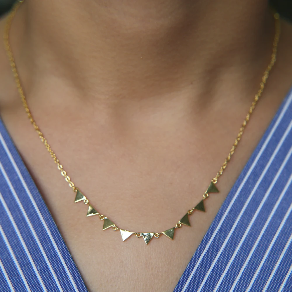

New style facrory price Minimalist Gold Silver Color Triangle women Choker Necklace Geometric Classic Concise Fashion Jewelry