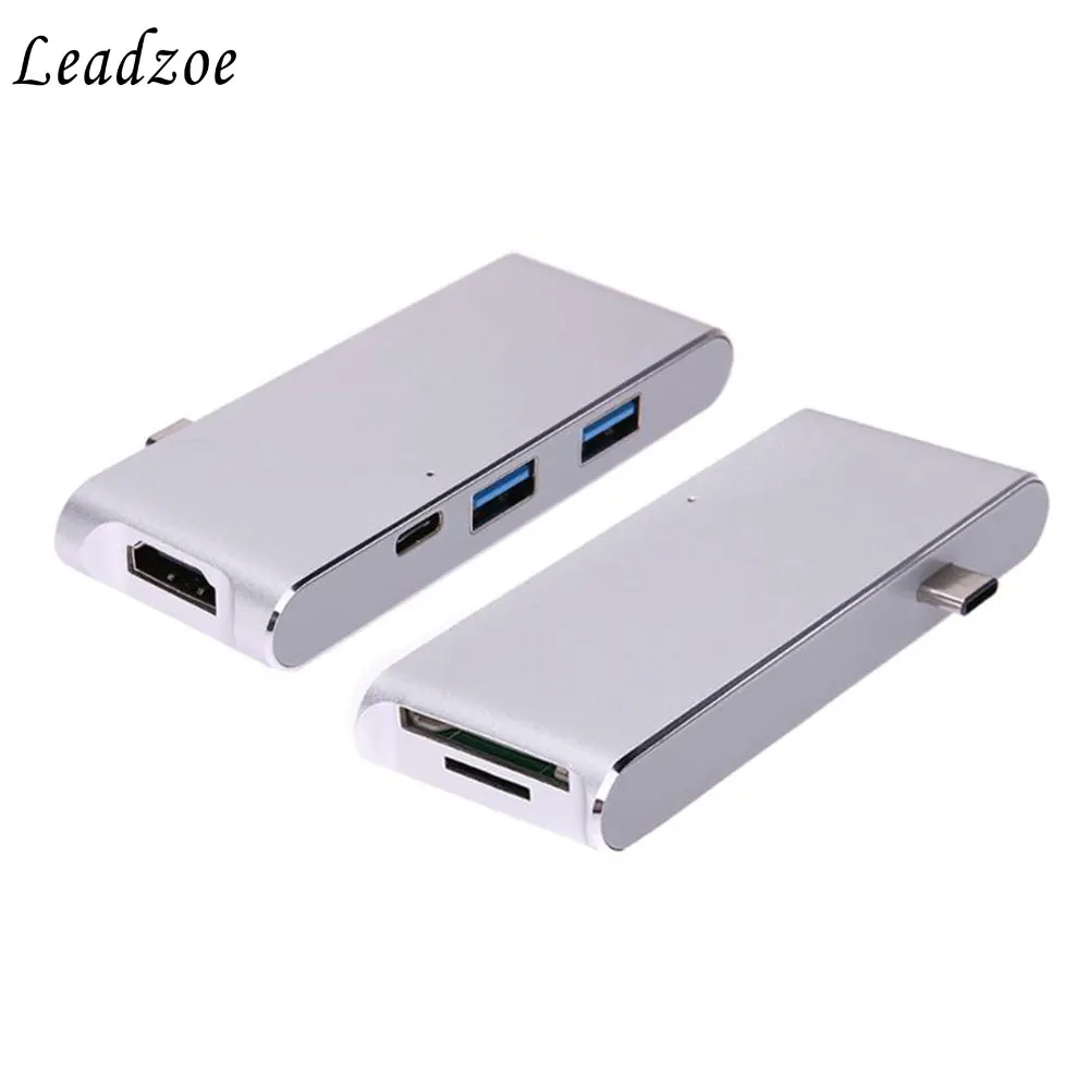 

USB C Hub,Leadzoe 6 in 1 Type C Adapter With 2 USB 3.0 Hub Port&SD/TF Card Reader 4K Video HDMI Port&Type C 3.1 Charging Port