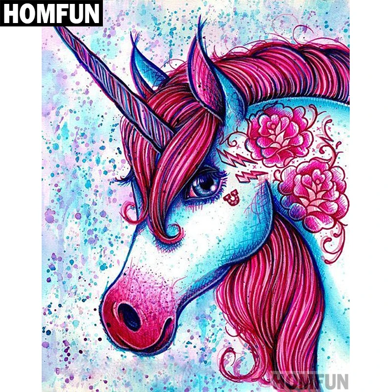 HOMFUN Full Square/Round Drill 5D DIY Diamond Painting &quotUnicorn&quot 3D Embroidery Cross Stitch Home Decor Gift A00656 | Дом и сад