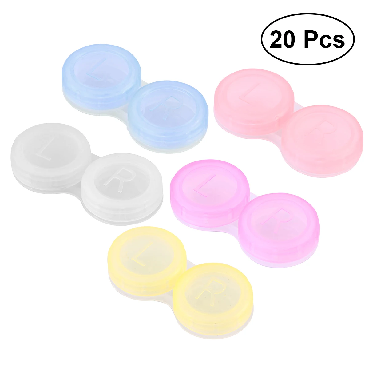 

20pcs Contact Lenses Case Holder Deep Well Flip-top Storage Box Container for Home and Travel (Assorted Colors)