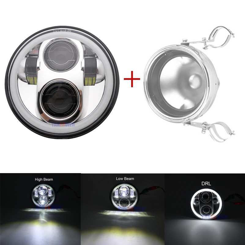 

5.75 inch Motorcycle Led Headlights 5 3/4" Headlamp With Angel Eye for Sportster 883 XL883 FXCW/C, FXS, FXSB.