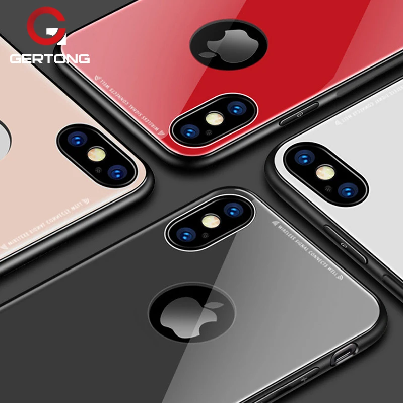 

Solid Color Tempered Glass Phone Case For iPhone XS Max XR X 7 8 6 6S Plus Back Cover Smartphone PC Cases Glossy Protective Capa