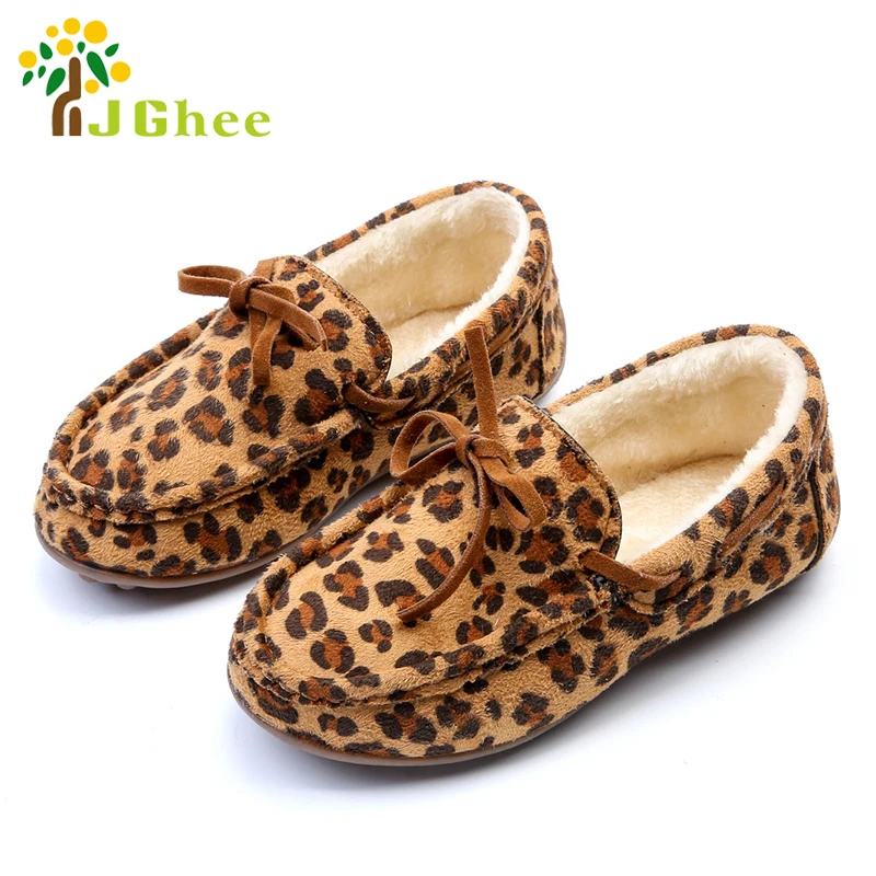 

Winter Fashion Kids Shoes For Boys Girls Warm Cotton Plush Inside Kids Flats Children's Winter Shoes With Leopard Prints