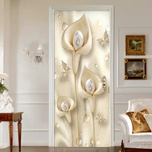 Современные 3D стерео Калла фрески обои Европейский стиль гостиной роскошные двери Стикеры самоклеящиеся водонепроницаемые виниловые обои