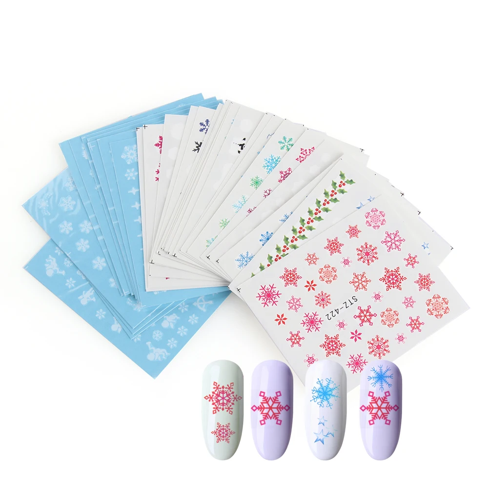 

30 Pcs/set White Snowflake Nail Art Stickers Christmas Nail Sticker Water Transfer Decals Winter Nail Art Decor Beauty Manicure