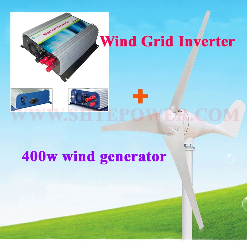 

500w grid tie wind inverter 3 phase ac 10.8-30v input to ac output with 400w 400watts wind turbine ac 12v generator