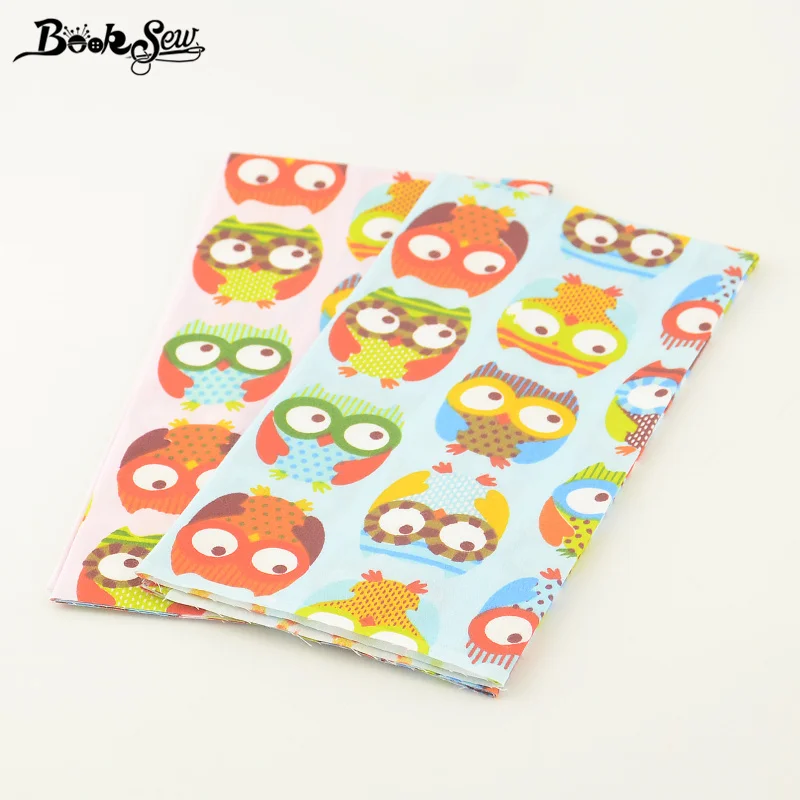 2 Pcs/ Lot Booksew Fabric Owls Pattens 100% Cotton Textile Dress Sewing Garment 50cmx100cm Fat Quarter Patchwork | Дом и сад
