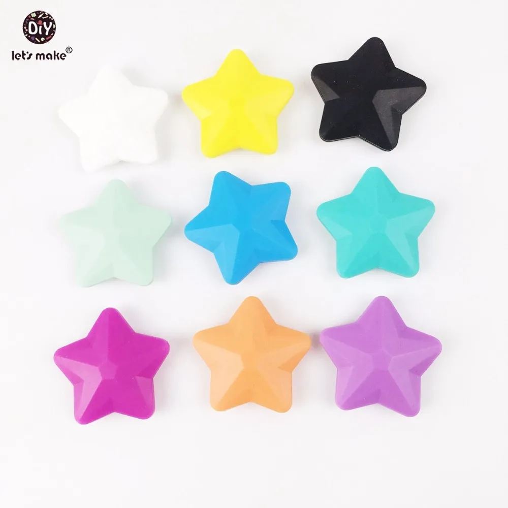 

Let's Make Silicone Teether Toys For Infants Star Pendant (50pc) Food Grade Materials Teether Necklace DIY Crafts Baby Teether