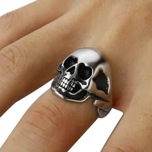 Ювелирные изделия Valily, мужское кольцо с черепом, модное кольцо, Винтажное кольцо с скелетом, кольцо из нержавеющей стали, модное панк байкерское кольцо, ювелирное изделие