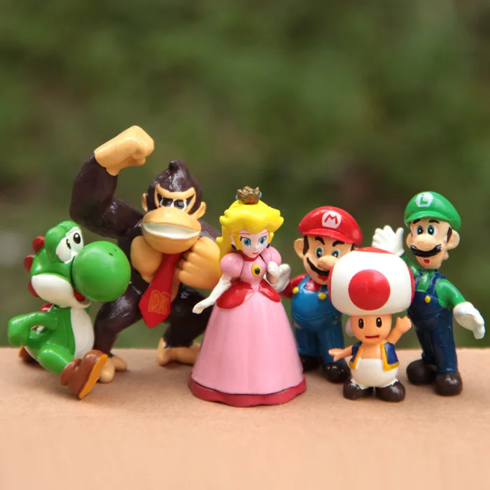 Высокое Качество 2int ПВХ Super Mario Bros Луиджи donkey kong Фигурки 6 шт./компл. youshi марио Рождественский Подарок Аниме SM013