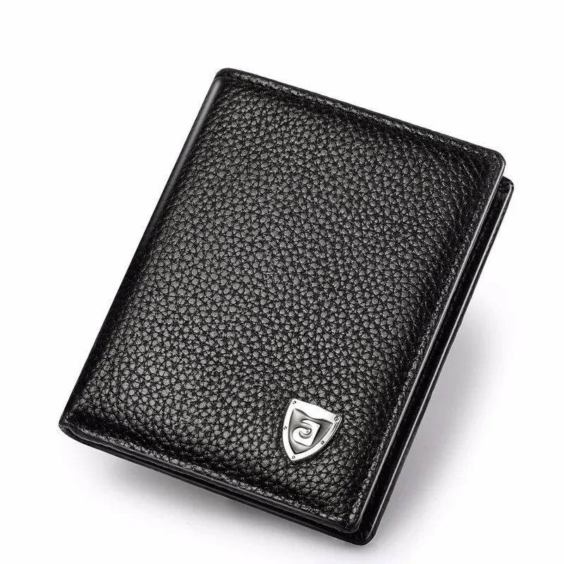 

New Men Short Small Wallet Casual Genuine Leather Photo Card Holder with Coin Pocket Cow Leather Male Clutch Bag Wallets for men