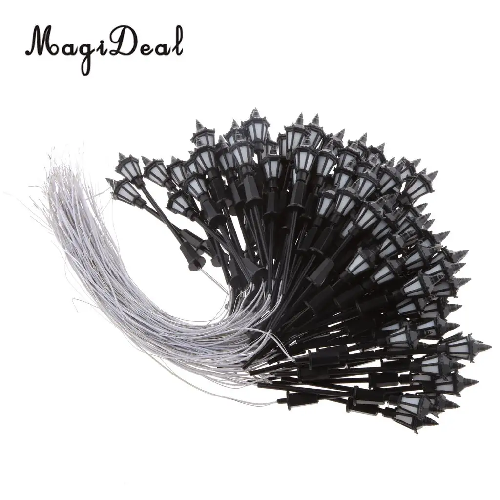 Pack of 100Pcs Model HO Railway Train 3V LED T01 Lamppost Street Lights w/ Single Head for Garden Trees Yard Railway Layout