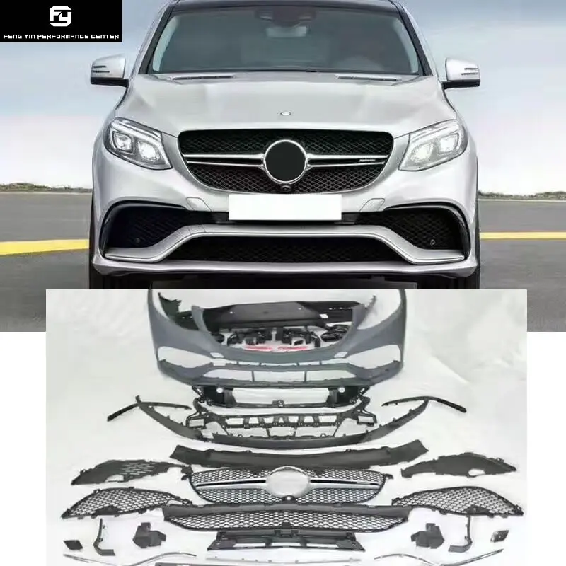 

GLE Coupe GLE63 AMG style PP Unpainted front bumper rear diffuser racing grills for Mercedes Benz GLE Coupe Car body kit