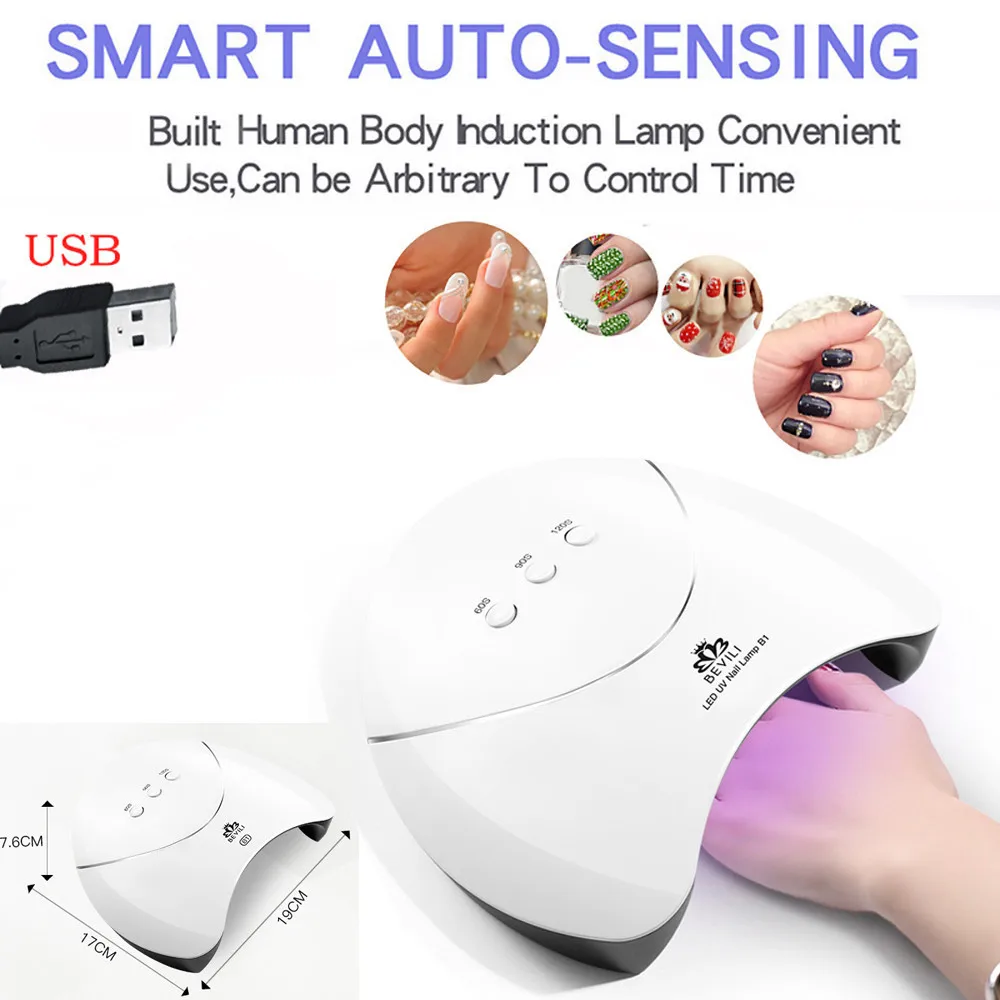 

36W UV Led Lamp Nail Dryer For All Types Gel Sun Light 12 Leds UV Lamp for Nail Machine Curing 60s/120s Timer USB Connector #2