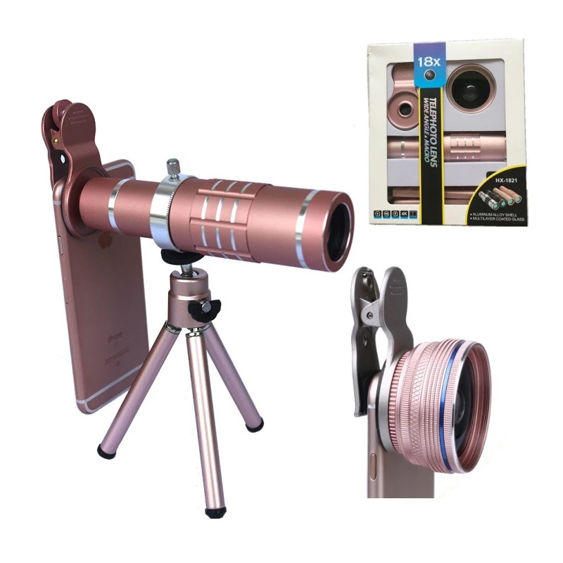

Phone Telescope Zoom Lens 18X Optical Cellphone Camera Telephoto Lens For Iphone 8 Samsung With HD 0.45x Super Wide Angle Lentes
