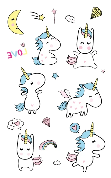 EC47-670 New Cartoon Cute Kids Children Animal Unicorn Horse Temporary Tattoo Sticker Body Art Fake Flash Taty Tatoo - Цвет: EC653