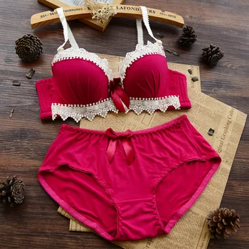 

Underclothes Brand Underwear Women Bras B C cup Lingerie set With Brief Sexy Lingerie Lace Embroidery Bra Sets Bowknot Bras