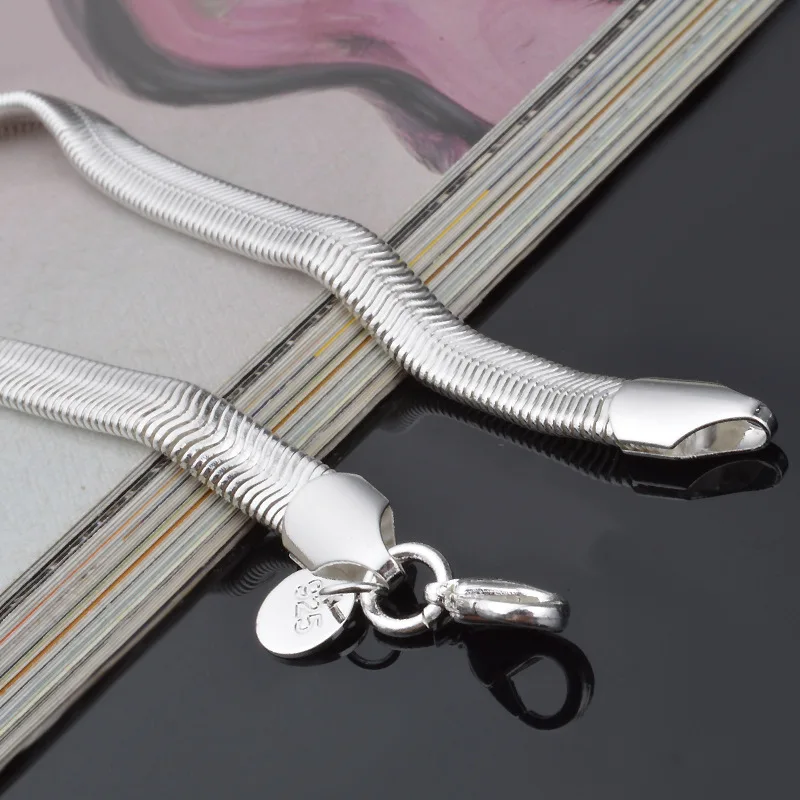 20 см серебряный золотой браслет Мужская бижутерия цепочка-змейка на застежке браслеты 6 мм мужской хип-хоп модный подарок ручная цепочка женский браслет