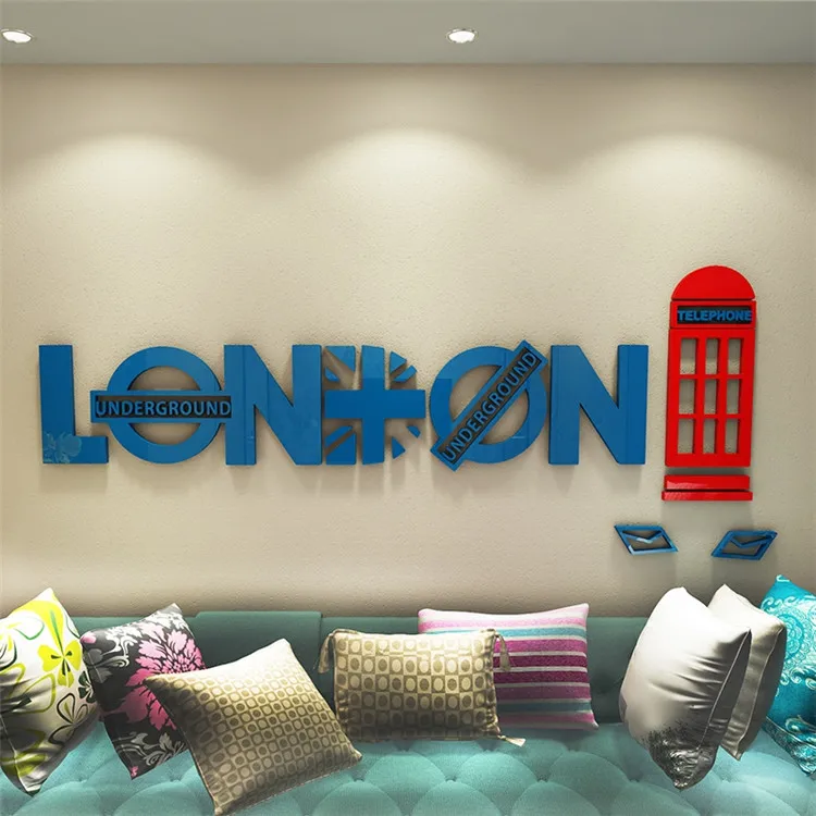 

Creative English London telephone booth 3D acrylic Wall Sticker Living Room Sofa Background Wall Decorative Wall Sticker