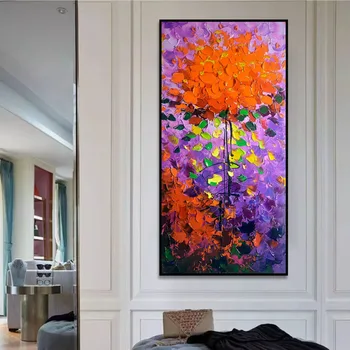 

Big sizes Hand Painted Modern Abstract Art Home Decor Hang Picture Orange flowers Handmade wall art Oil Painting On Canvas