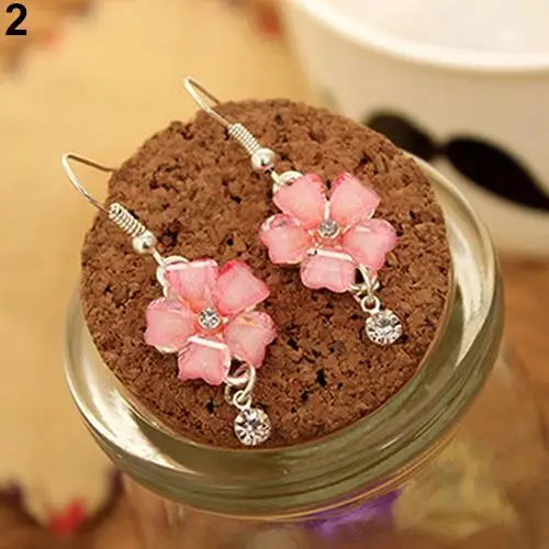 

Women Elegant Flower Petals Rhinestone Dangle Drop Hook Cute Earrings Jewelry Christmas Valentine Gifts Drop shipping bohemian