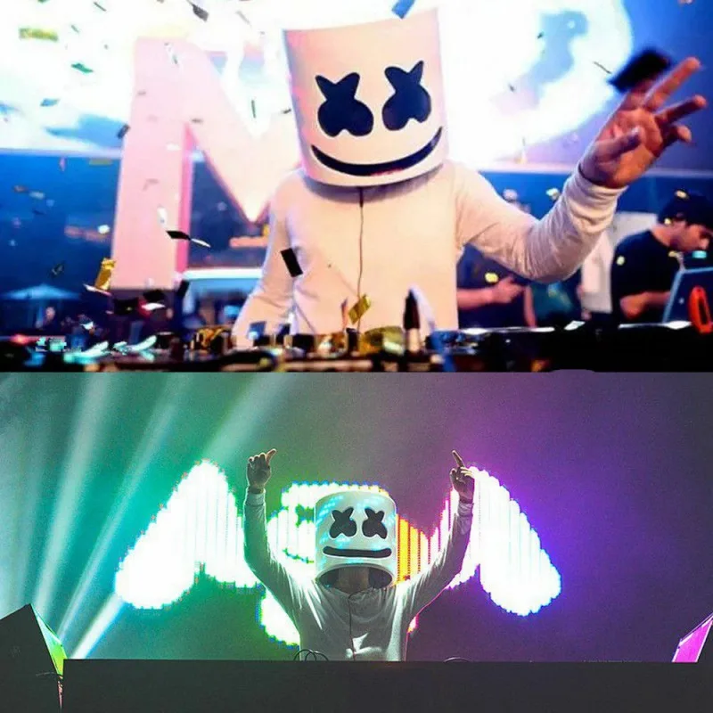 DJ светодиодный светящийся шлем маска косплей реквизит DJ Хэллоуин вечерние латексные маски светодиодный вечерние светящиеся маски