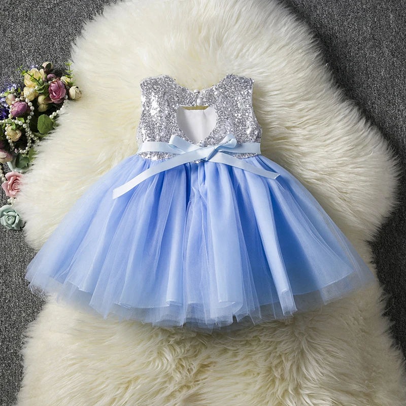 Princess Kids Baby Fancy Wedding Dress Sequins Formal Party Dress For Girl Tutu Kids Clothes Children Backless Designs Dresses