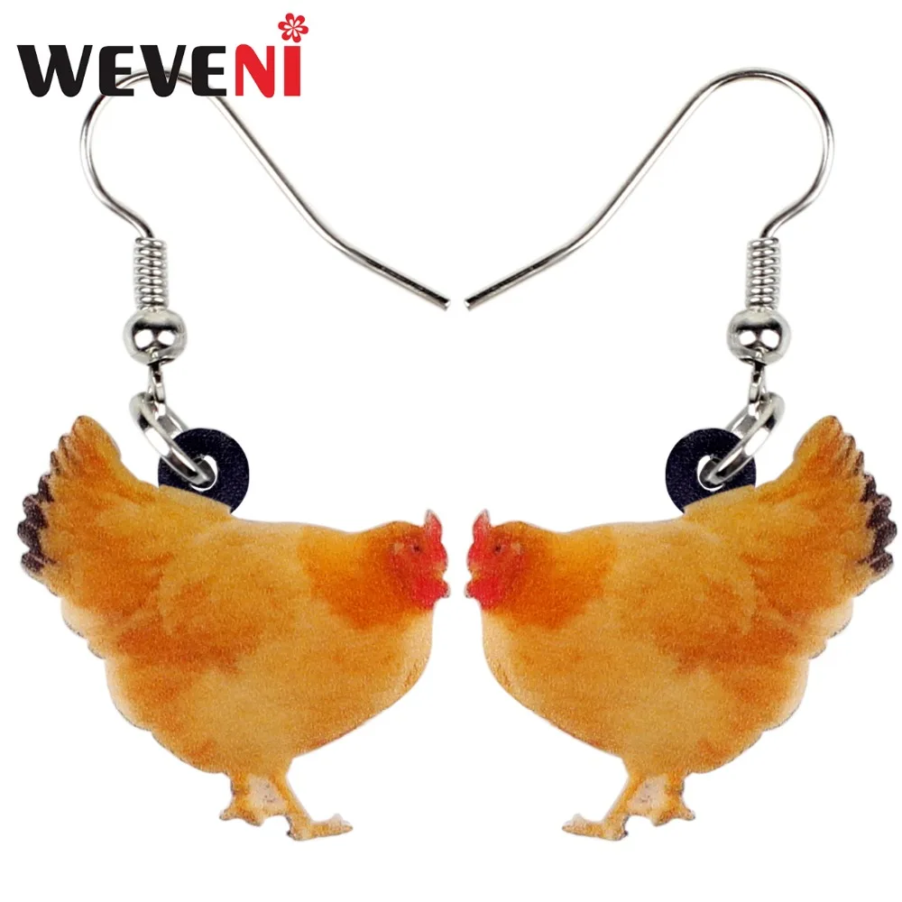 

WEVENI Acrylic Anime Fatty Chicken Hen Earrings Cute Long Dangle Drop Cartoon Jewelry For Women Girls Fowl Farm Animal Charms