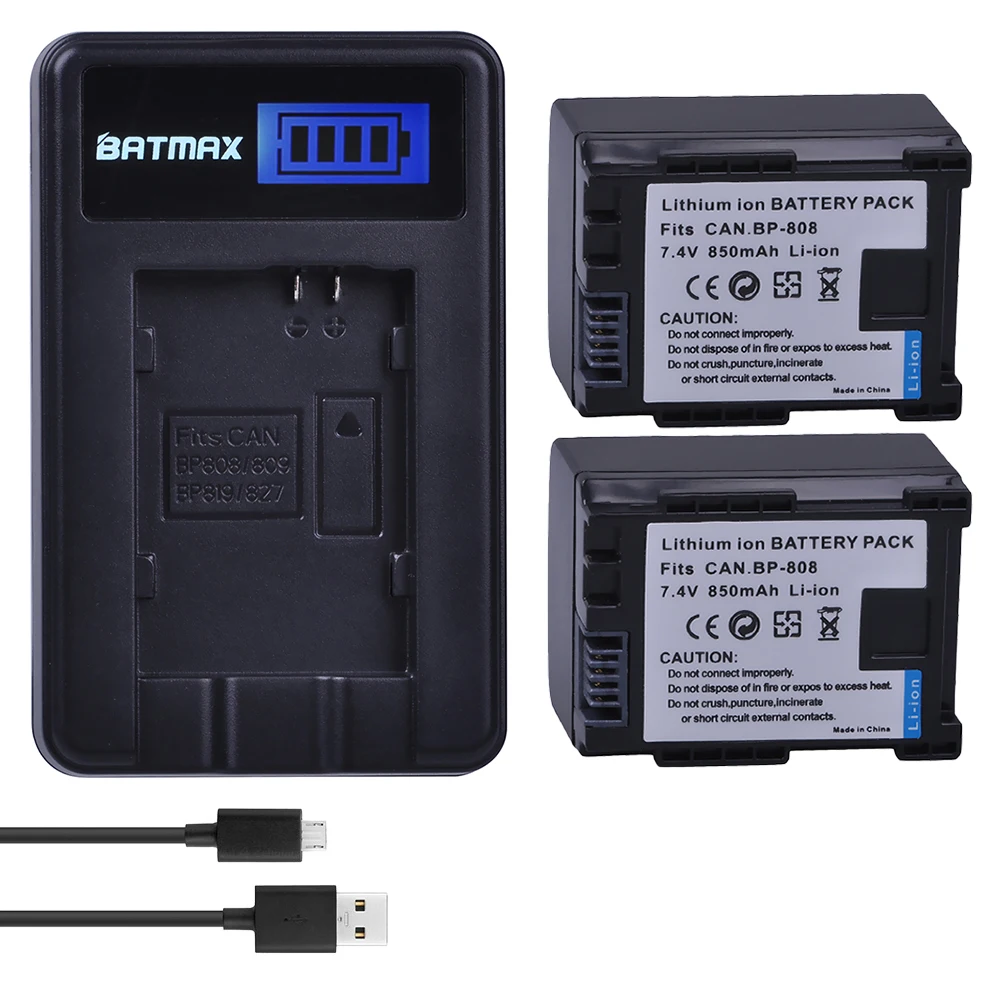 2 шт. Аккумулятор для CANON HG31/XA10/HF20/HF10/HF100/HF100E/HG20/HG21 с ЖК дисплеем и USB зарядным