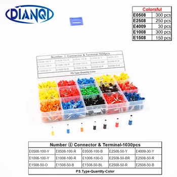 

Connector Terminal set E0508 E1508 E2508 E4009 E1008 Tube insulating terminals AWG Insulated Cable Wire Insulating Crimp