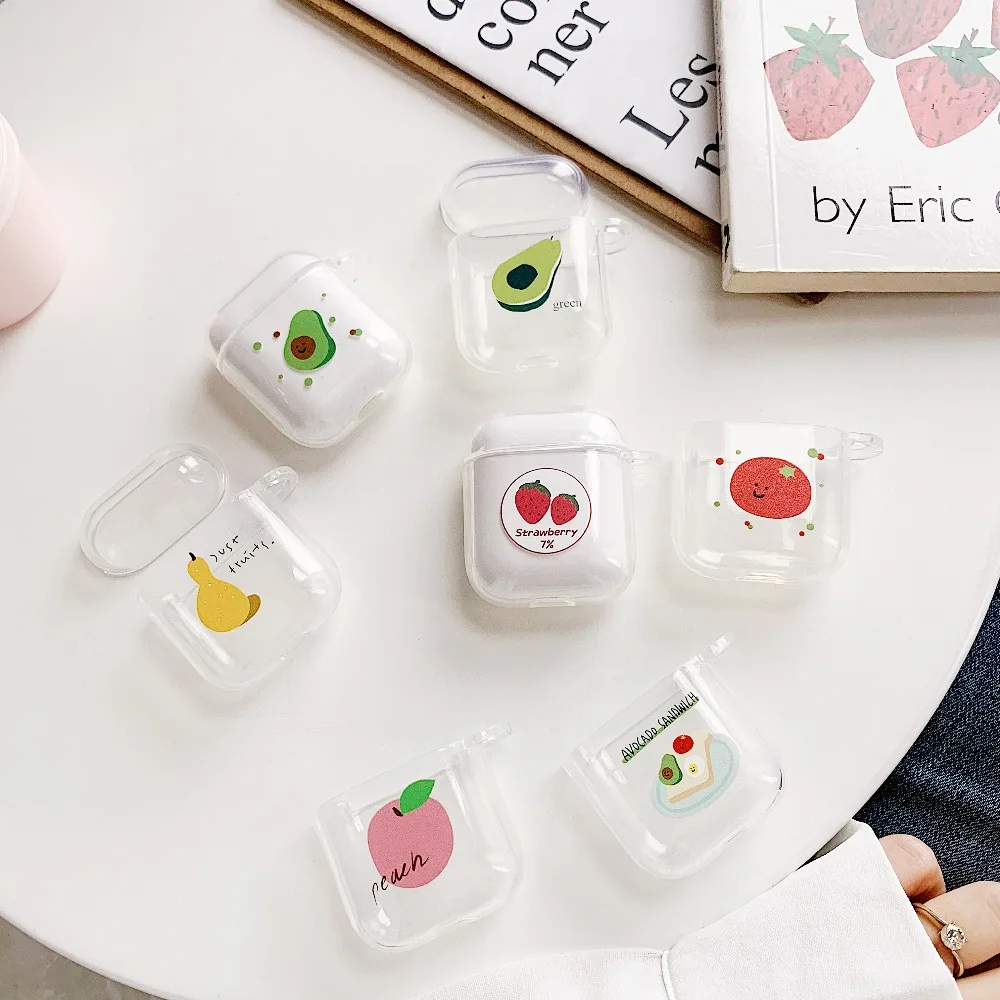 

Fruits Cartoon Wireless Bluetooth Earphone Cute Case For Apple AirPods 2 1 Silicone Charging lucency