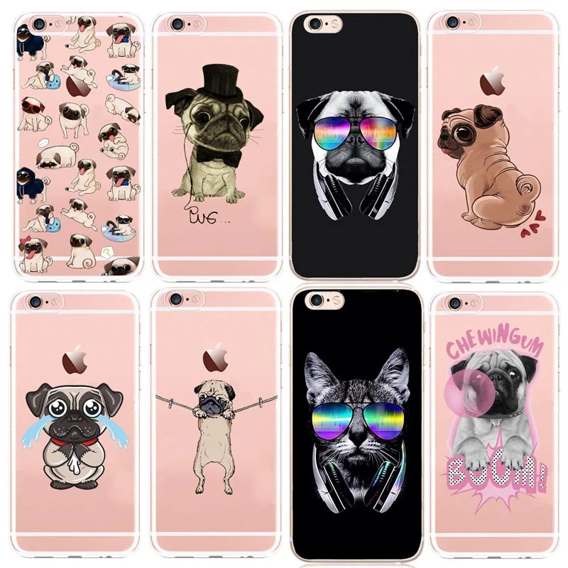 

Kuliai Animal Cute Pug Dog Pattern Design Hard PC Phone Cases Cover For IPhone 6 6S 7 8 Plus 5S SE X Capinha Coque Fundas