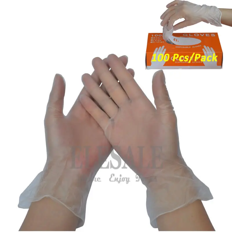 

100Pcs/Pack Disposable Vinyl Gloves Transparent PVC Gloves Ambidextrous For Medical House Cleaning Food Washing Gloves