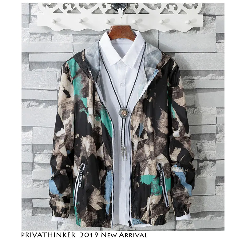 Privathinker Men Summer Korean Streetwear Jacket 2019 Mens Sun Protection Clothing Sweatshirt Male Harajuku Fashion Jackets 5XL