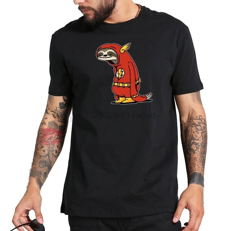 

Sloth T shirt Men Funny The Flash Neutral Anime Cotton Tee Top US Size Cartoon t shirt men Unisex New Fashion tshirt free