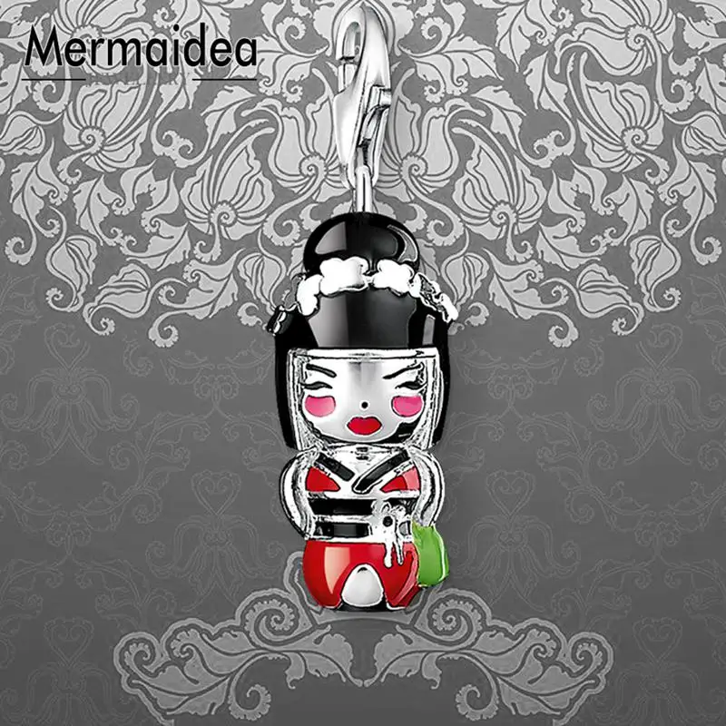 

Kimono Doll Charms Pendant Jewelry 925 Sterling Silver Ethnic Gift For Women Girls Fit Bracelet Necklace Bag 2019 New