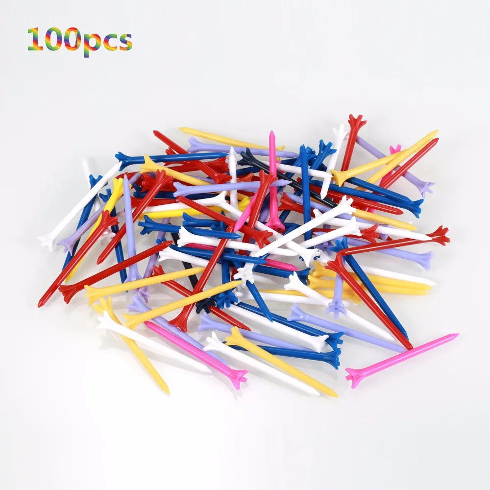 

100 Pcs/Pack Golf Tees Professional Zero Friction 5 Prong 83mm Durable Plastic Golf Tees Golf Accessories