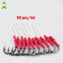 JSM 50 шт./лот рыболовный крючок из нержавеющей стали с полиэтиленовой леской для завязывания мушек, рыболовные крючки, рыболовные крючки для ловли карпа, размеры 1/0-10/0