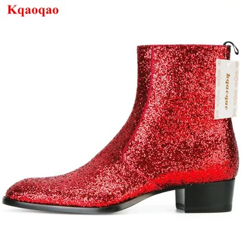 Распродажа! 2017 Серебристый Металлик Кожа Сторона-zip Сапоги
Коническим Носком Сложены Пятки Ботинки Бота Botas Хомбре Chaussure
Homme Обувь мужчины Сапоги онлайн