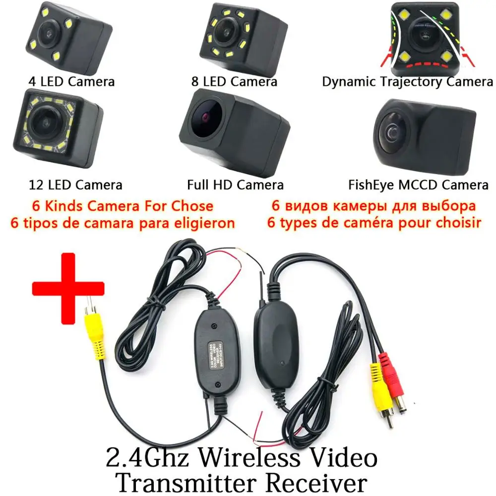 Автомобильный светодиодный обратный резервный парковочная камера заднего вида беспроводной монитор зеркала заднего вида для hyundai Verna Solaris Rio Accent Kia Forte - Название цвета: Camera n Wireless