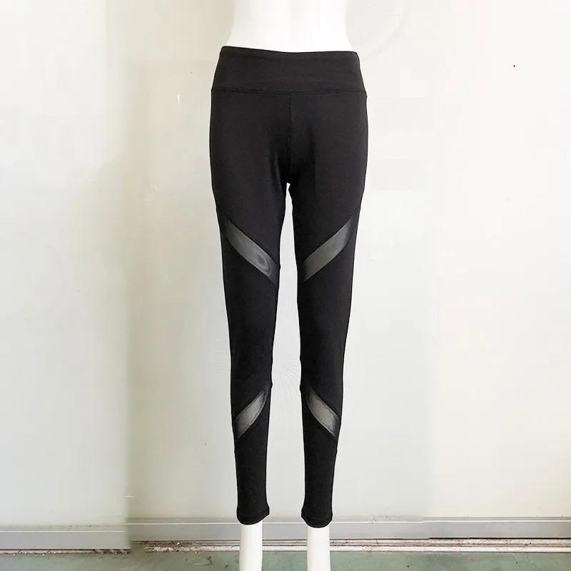 

[aosheng] New Autumn 2018 Fashion Black High Waist Stitchinhg Mesh Elastic Ankle-lengrth Pants Women Big Size Y020