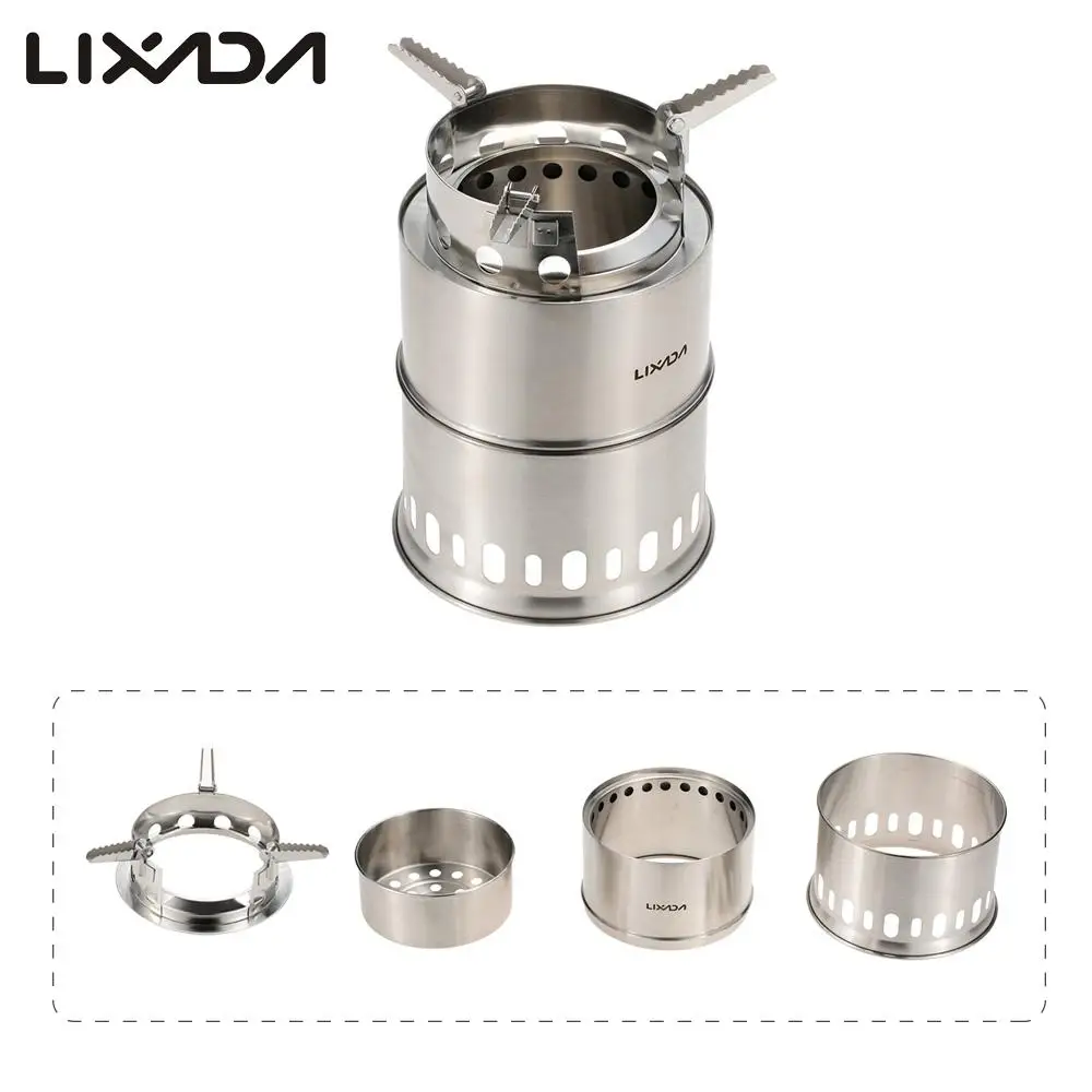 Lixada Stainless Steel Camping Stove Outdoor Wood Stove Fire woods