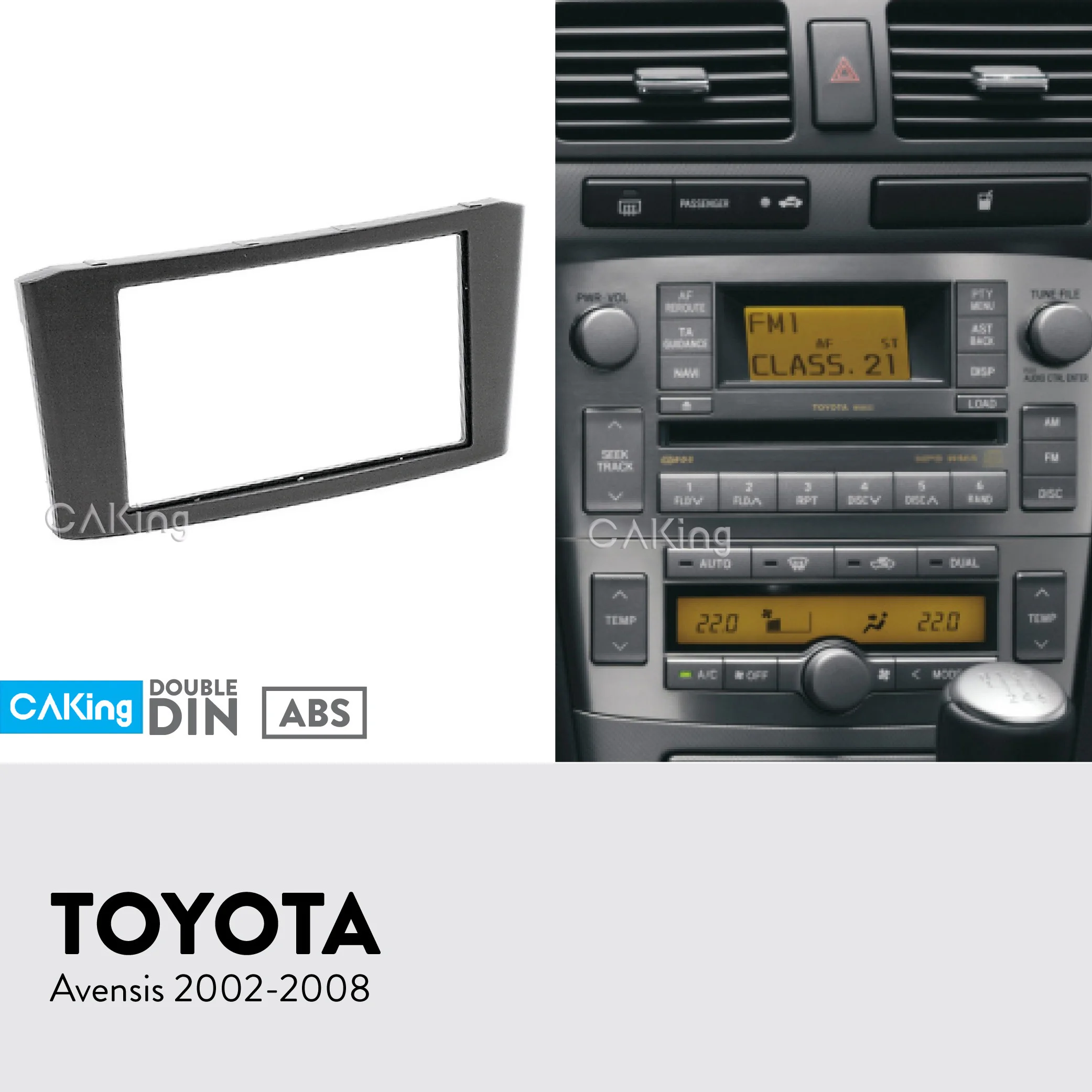 

Car Fascia Radio Panel for Toyota Avensis 2002-2008 (Black) Dash Kit Install Facia Plate Adapter Console Bezel Adapter Cover