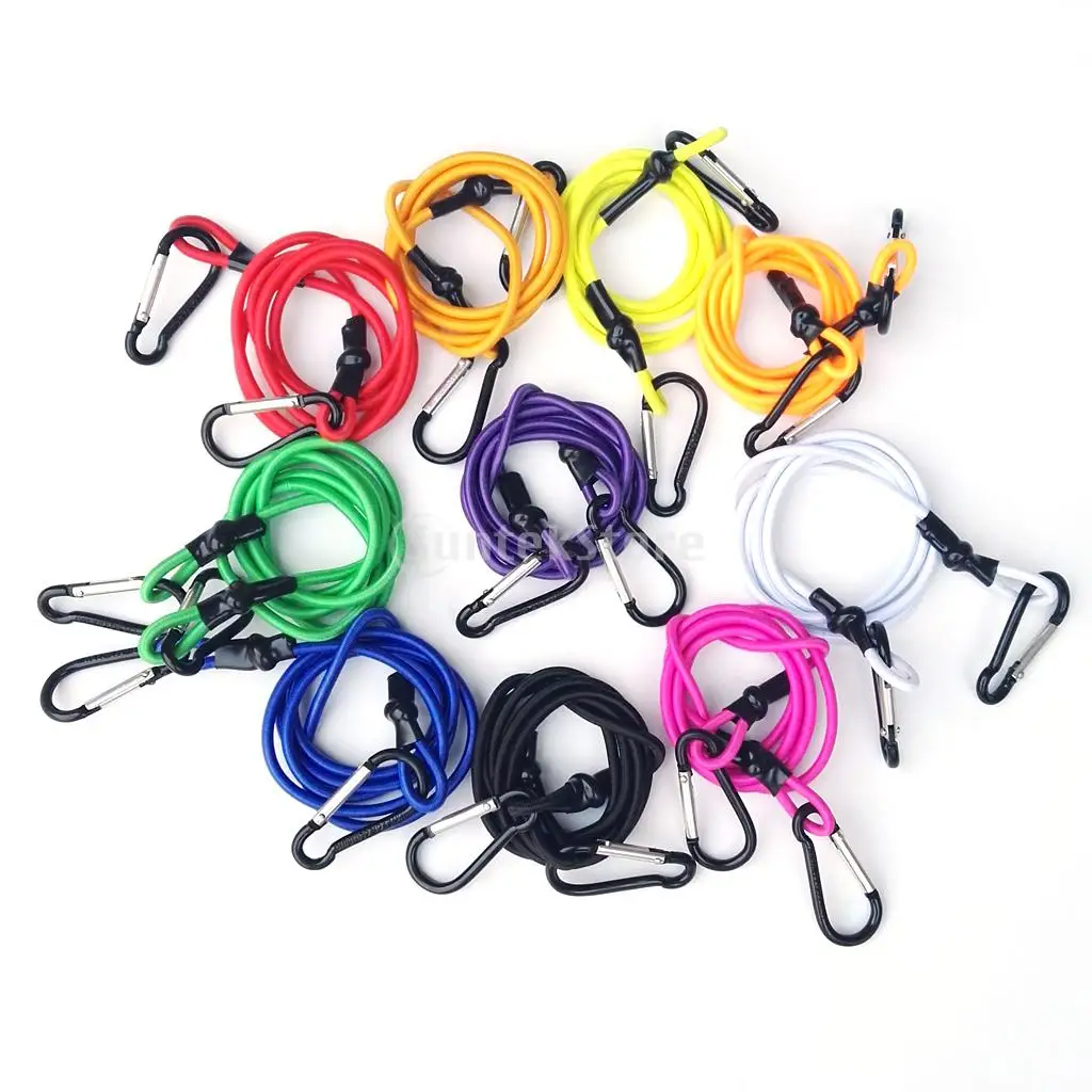 

3ft Strong Elastic Kayak Canoe Tow Leash Tow Line Safety Lanyard with Double End Aluminum Carabiner Clips Hooks