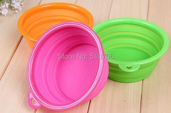 

Free Shipping+Wholesale silicone pet folding bowl,100pcs/lot