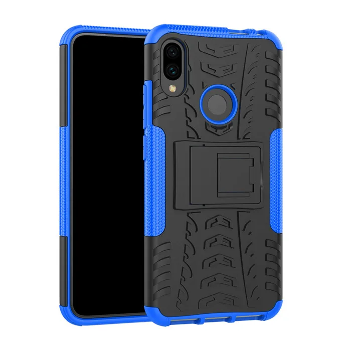 Для Xiaomi Redmi 7 S2 Y2 Y3 6A 5A 4A 4X Note 7 6 Pro Чехол жесткий пластиковый мягкий силиконовый гибридный защитный чехол с подставкой PC+ TPU чехол для телефона - Цвет: blue