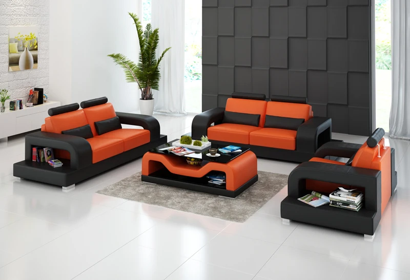 Дизайн сочетание стиль гостиной кожаный диван набор G8007D