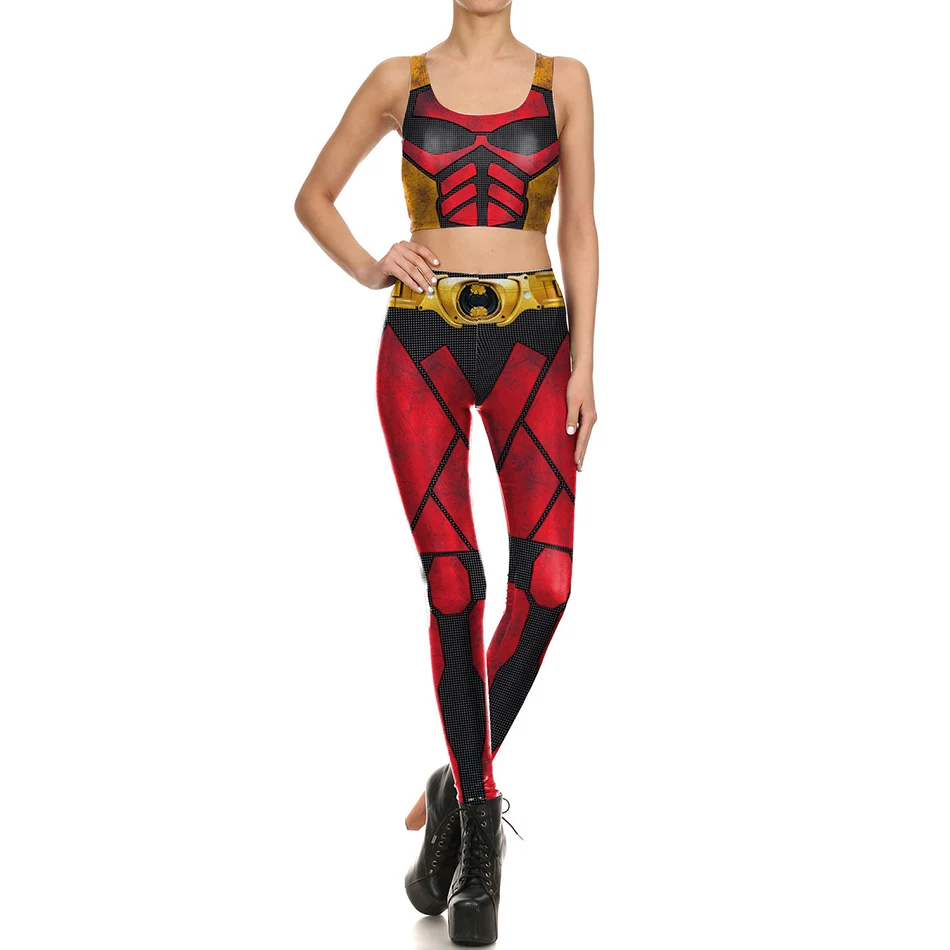 [You're My Secret] Звездные войны косплей костюм для женщин чудо Капитан Америка Дэдпул женщина топы с вырезами Леггинсы Наборы - Цвет: KDK1786B03072